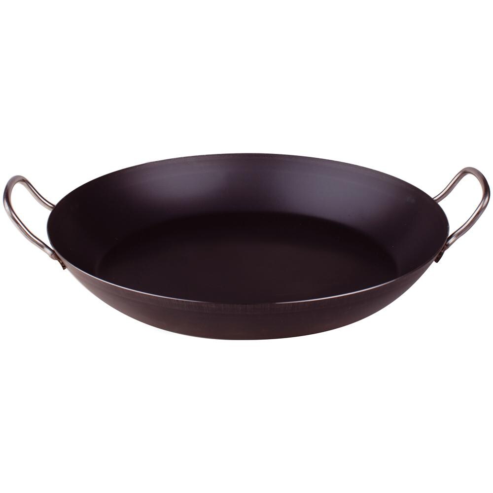 Tegame Per Paella In Ferro Con Due Maniglie Inox - Diametro Cm 34 - Altezza Cm 5-capacità Lt 4 - Foto 1