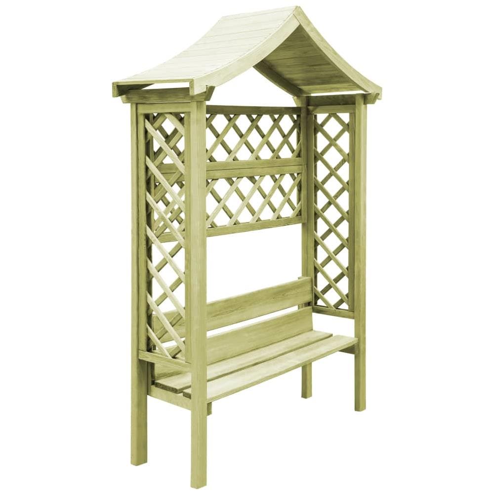 Pergola con Panca e Tetto in Legno di Pino Impregnato - Foto 1