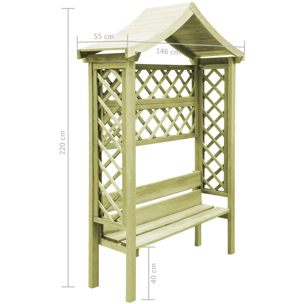 Pergola con Panca e Tetto in Legno di Pino Impregnato - Foto 4