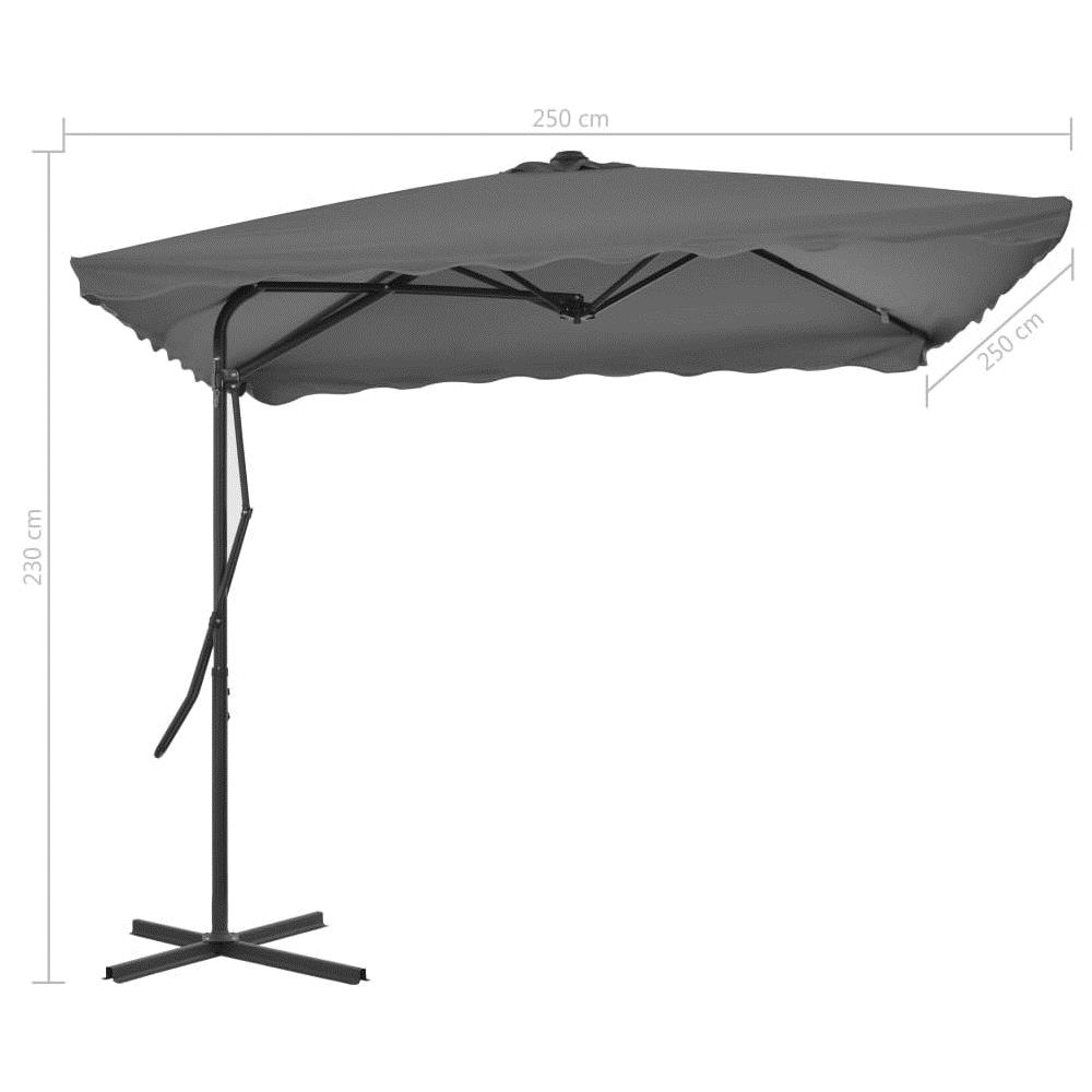 Ombrellone Da Esterni Con Palo In Acciaio 250x250cm Antracite - Foto 6