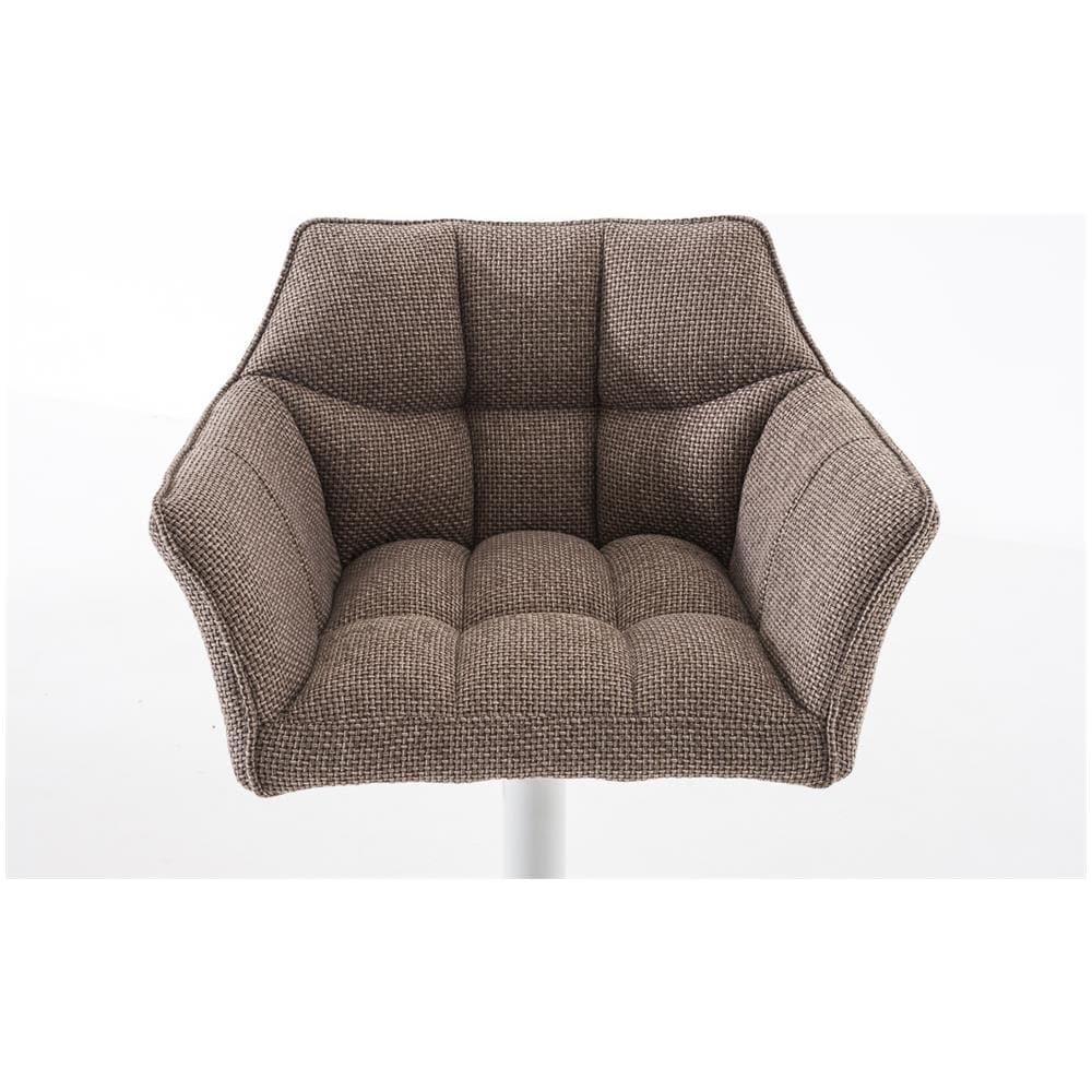 Sgabello Alto Bar Damaso I Sgabello Design Cucina Trapuntato in Tessuto con Braccioli E Schienale Imbottiti l Sedia Sgabello Bar Pub con Poggiapiedi Marrone Terra Bianco - Foto 5