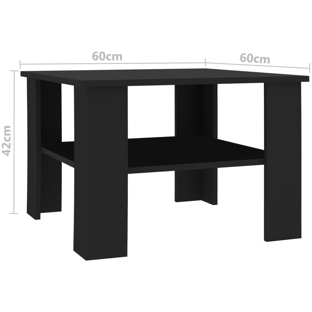 Tavolino da Salotto Nero 60x60x42 cm in Legno Multistrato - Foto 7