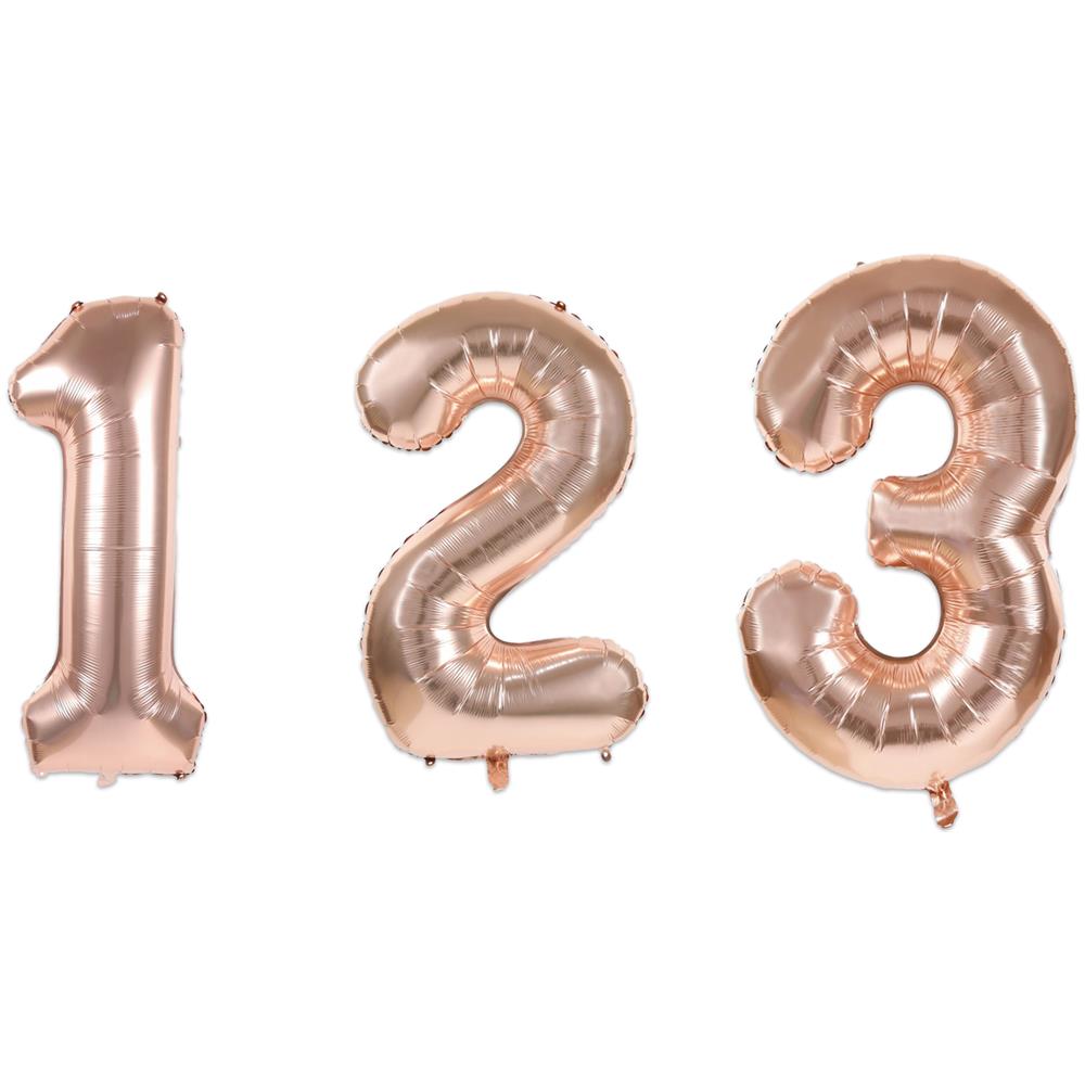 Partydeco - Palloncino Alluminio Numero Color Oro Rosa - Foto 1