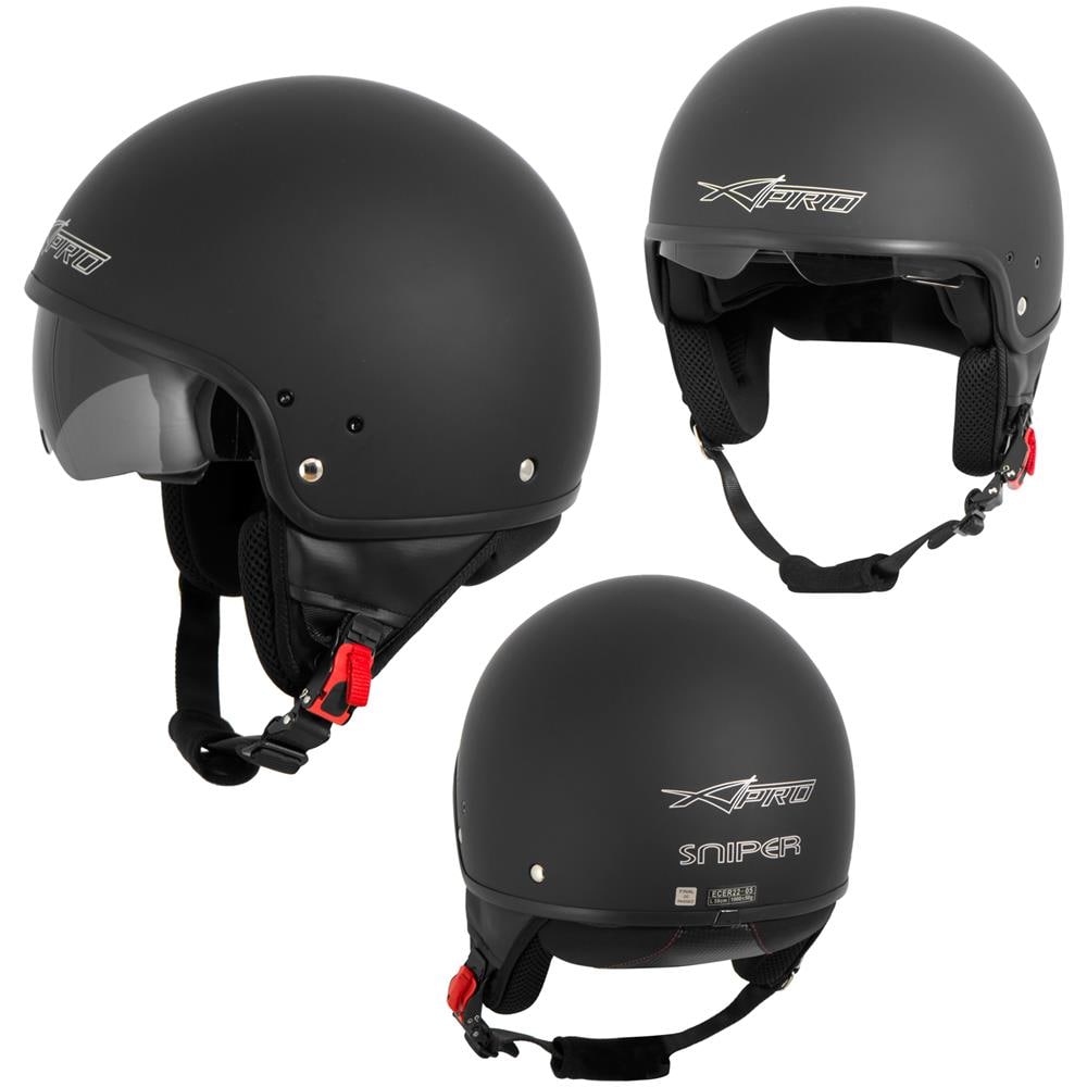 Casco Jet Scooter Moto Omologato Ece 22 Visiera Parasole Nero Opaco S - Foto 1