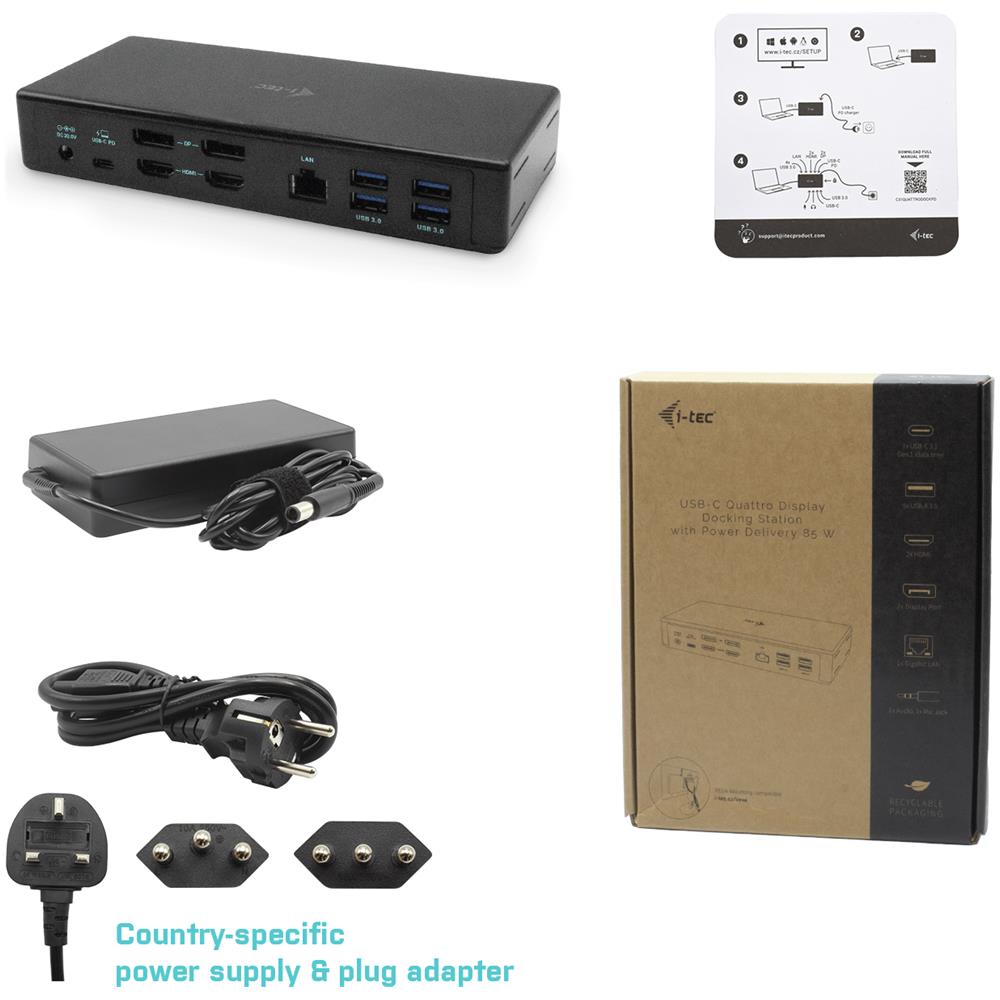 C31QUATTRODOCKPDUK replicatore di porte e docking station per laptop Cablato USB 3.2 Gen 1 (3.1 Gen 1) Type-C Nero - Foto 8