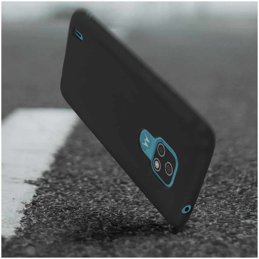 Cover Motorola Moto E7 Protezione Silicone Morbido Anti-graffio - Nero Opaco - Foto 2