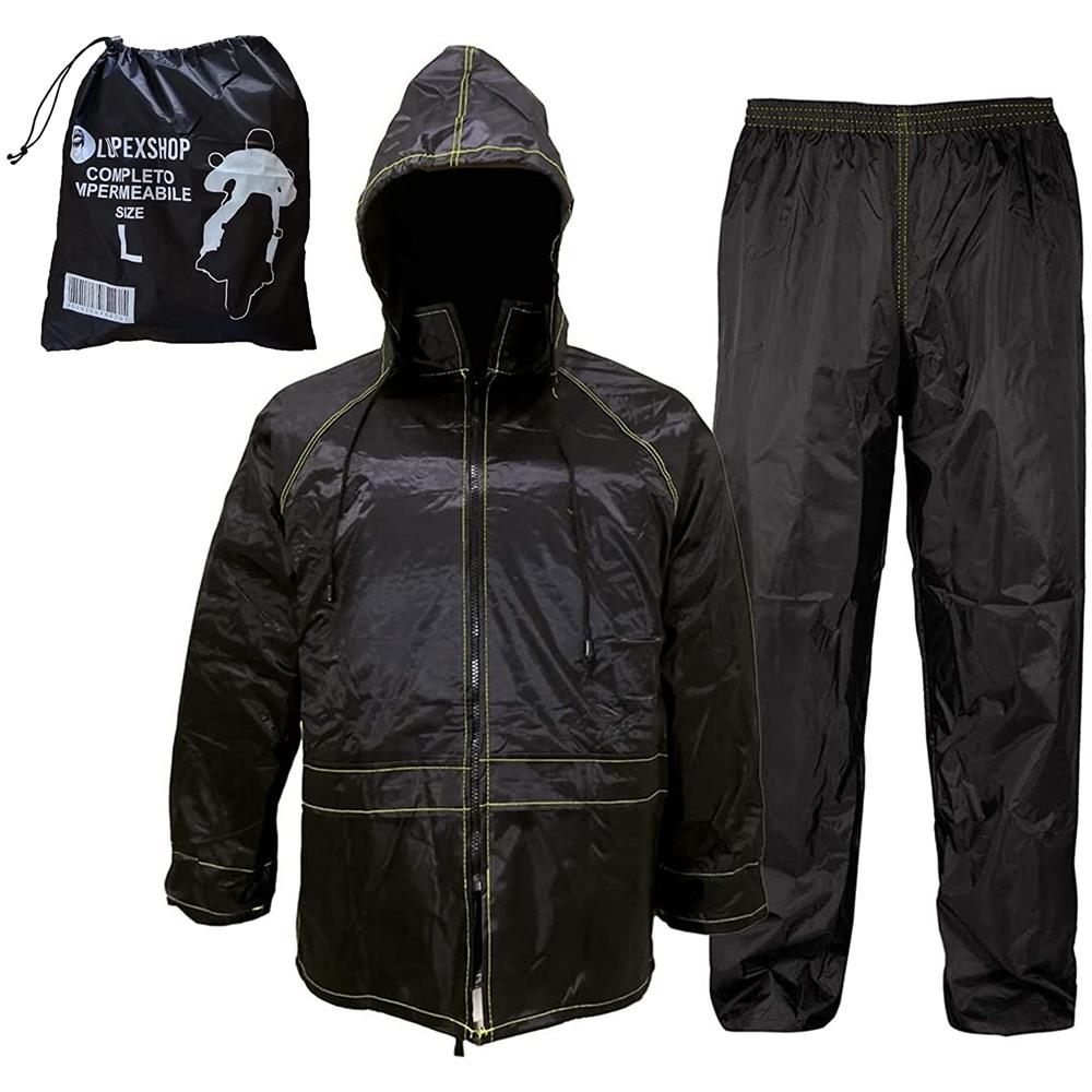 Tuta Moto Impermeabile Antipioggia Antivento Con Borsa Nero Completo Giacca E Pantalone Tg: Xl 52/54 - Foto 1