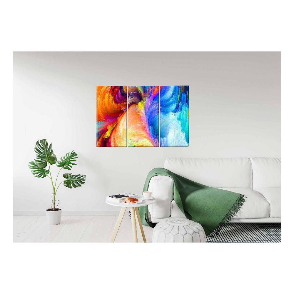 Stampa Su Tela Muro Dell'ispirazione - Astratto - Per Soggiorno, Camera, Ingresso, Ufficio - Multicolore In Legno, Poliestere, 120x3x60 Cm - Foto 2