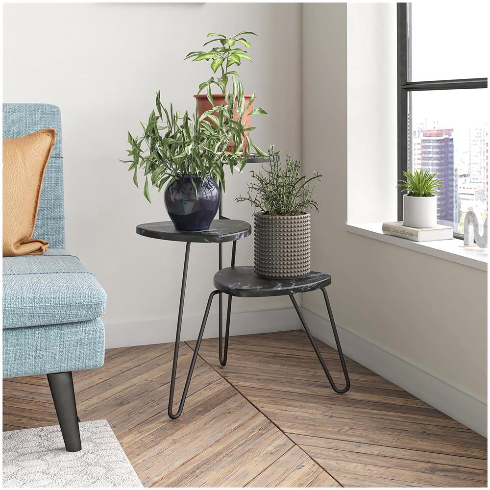 Athena Supporto Per Piante In Truciolare Laminato Pvc Marmo Nero - Foto 4