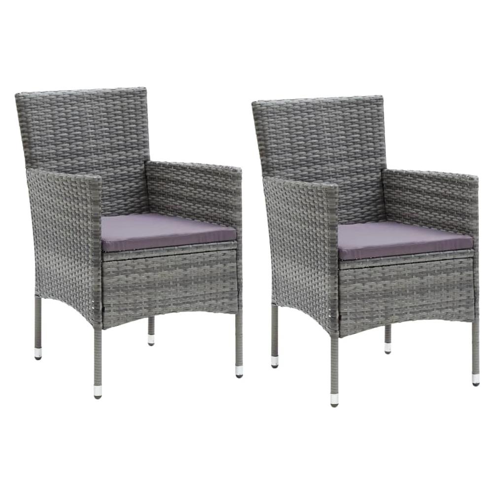 Set Da Pranzo Per Giardino 3 Pz Con Cuscini Polyrattan Grigio - Foto 3