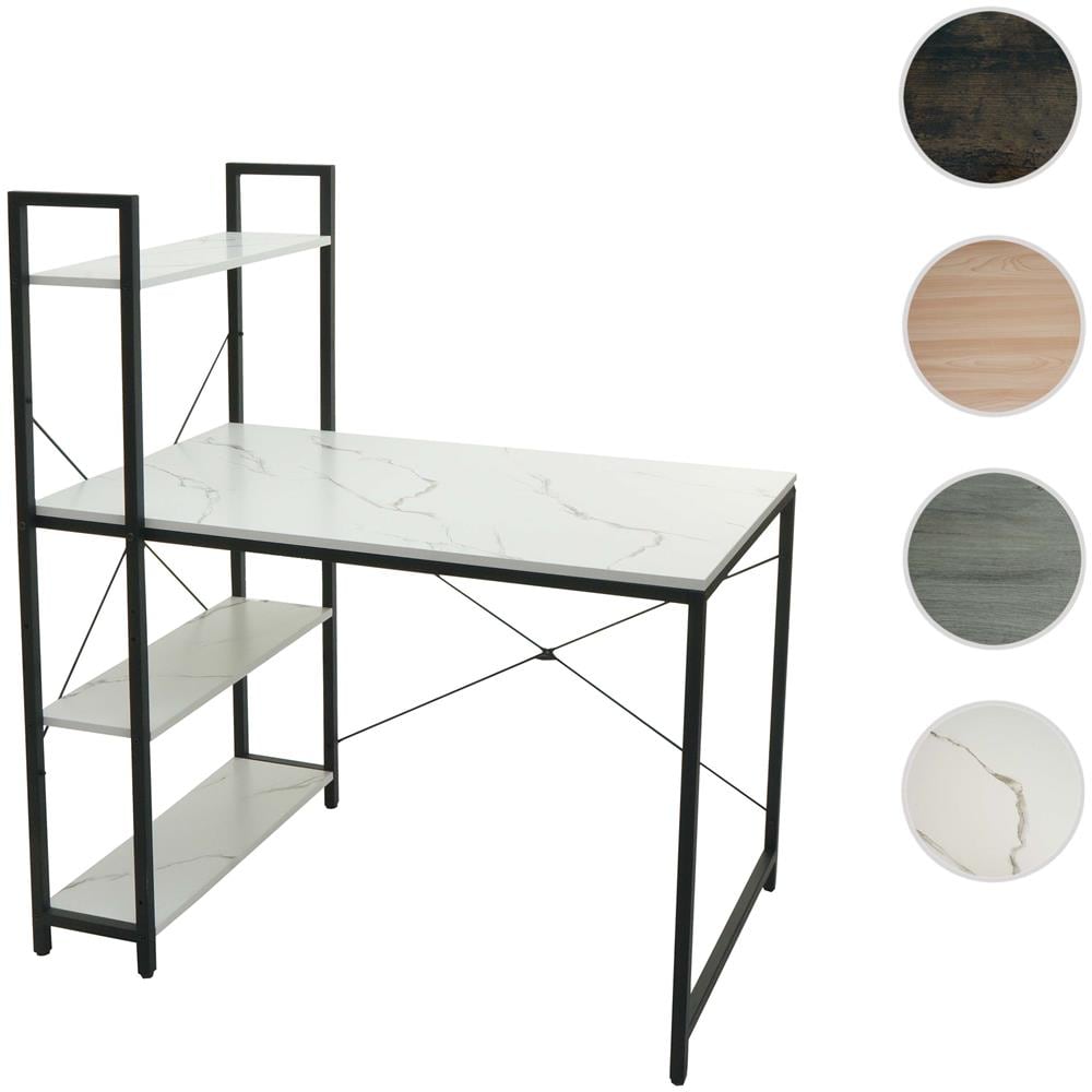 Mendler - Scrivania Ufficio Computer Hwc-j26 Mdf 60x120x76cm Nero E Blu