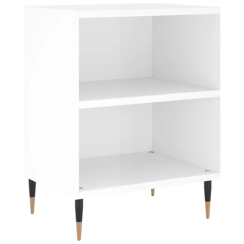 Comodino Bianco Lucido 40x30x50 Cm In Legno Multistrato - Foto 1