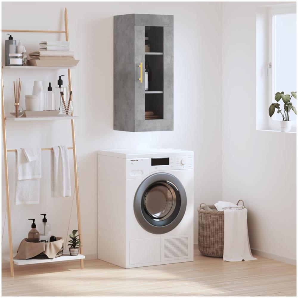 Mobile A Parete Grigio Cemento 34,5x34x90 Cm - Foto 1