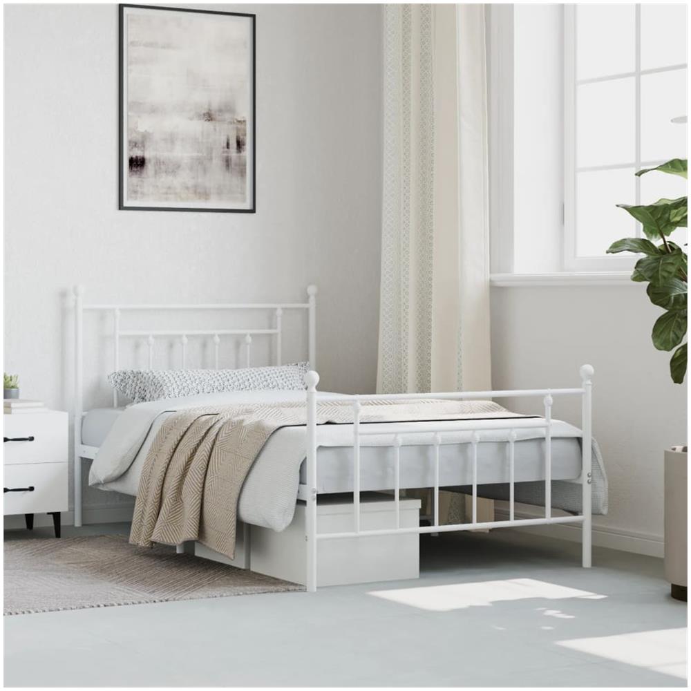 Giroletto Con Testiera E Pediera Metallo Bianco 107x203 Cm - Foto 3