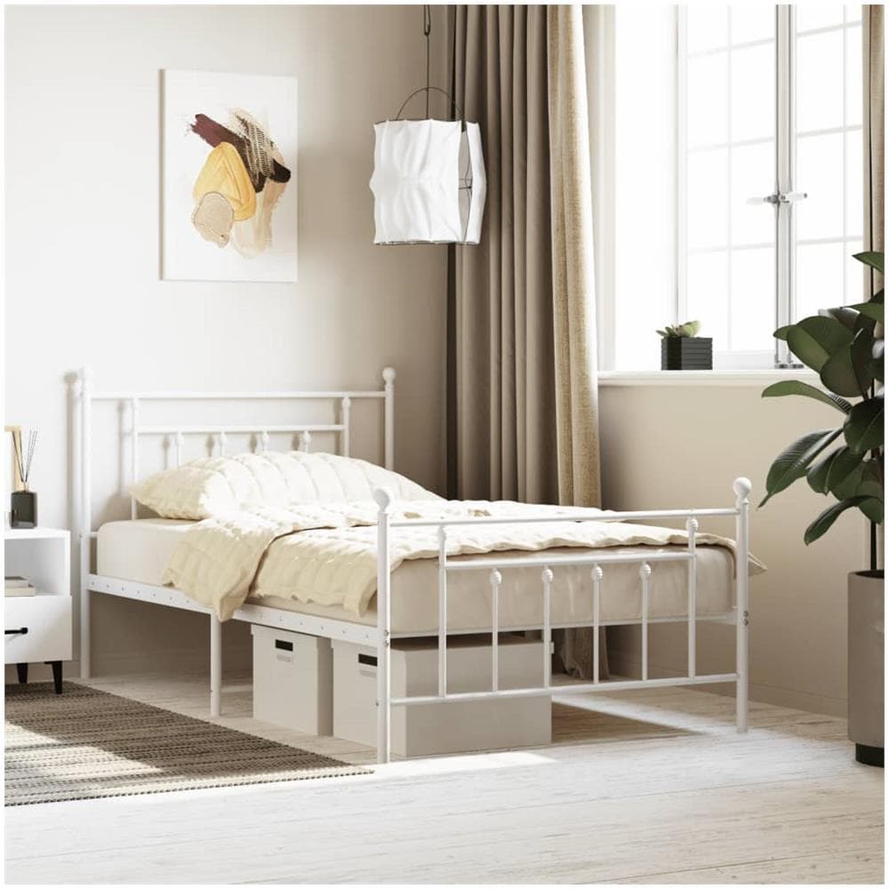 Giroletto Con Testiera E Pediera Metallo Bianco 107x203 Cm - Foto 1