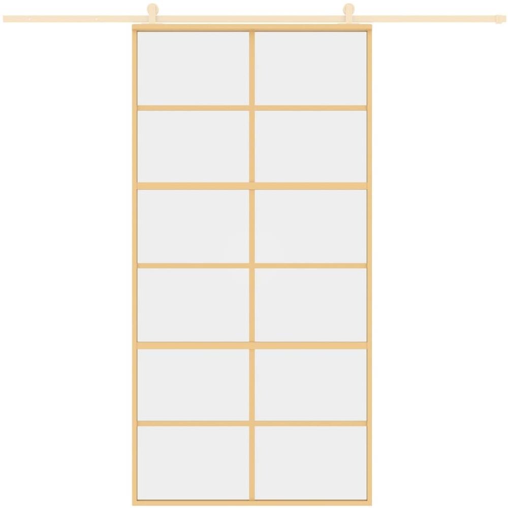 Porta Scorrevole Oro 102,5x205 Vetro Trasparente Esg Alluminio - Foto 3