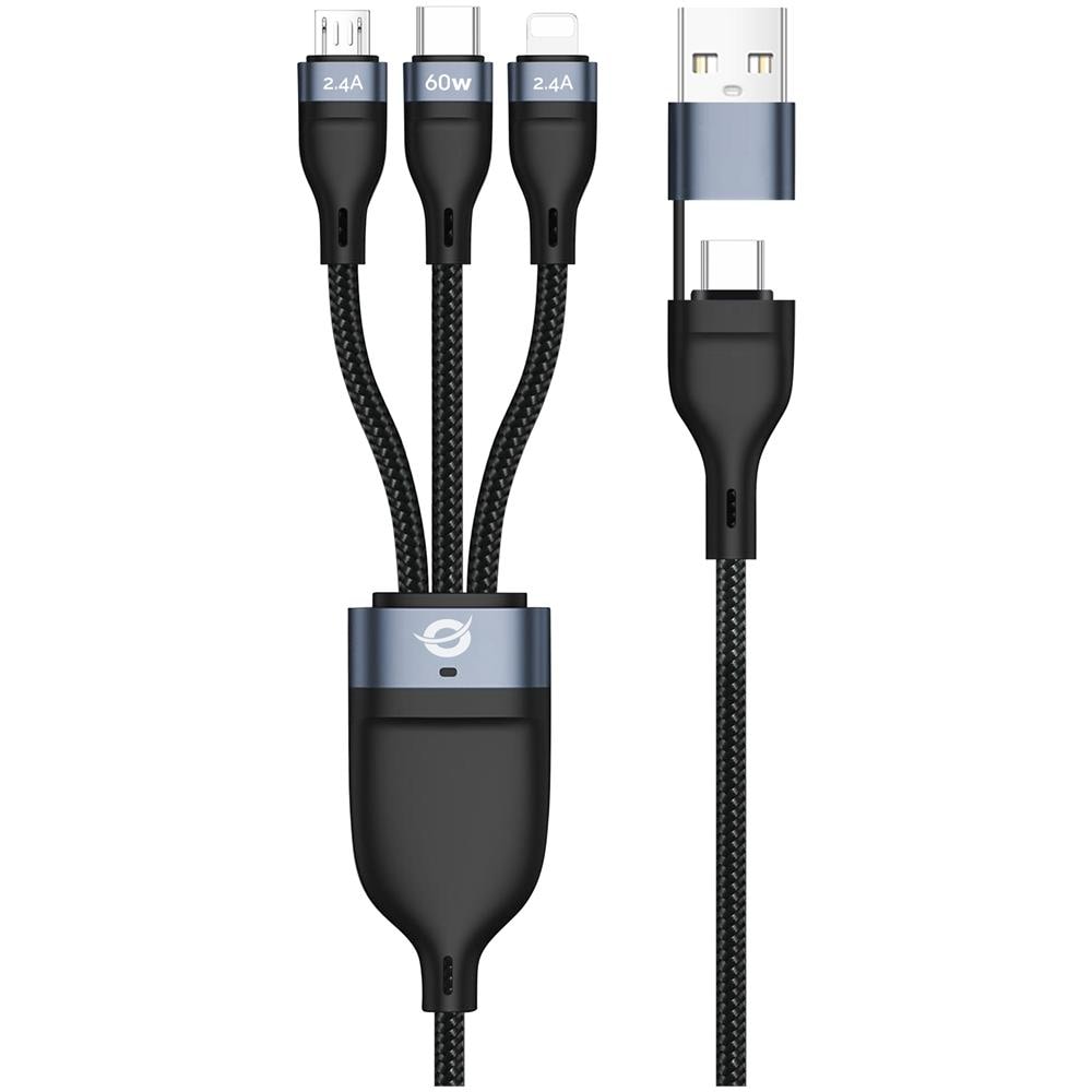 ETTA05B15 Cavo USB 2.0 1,5 m USB C USB C /Micro-USB B /Lightning Nero - Foto 1
