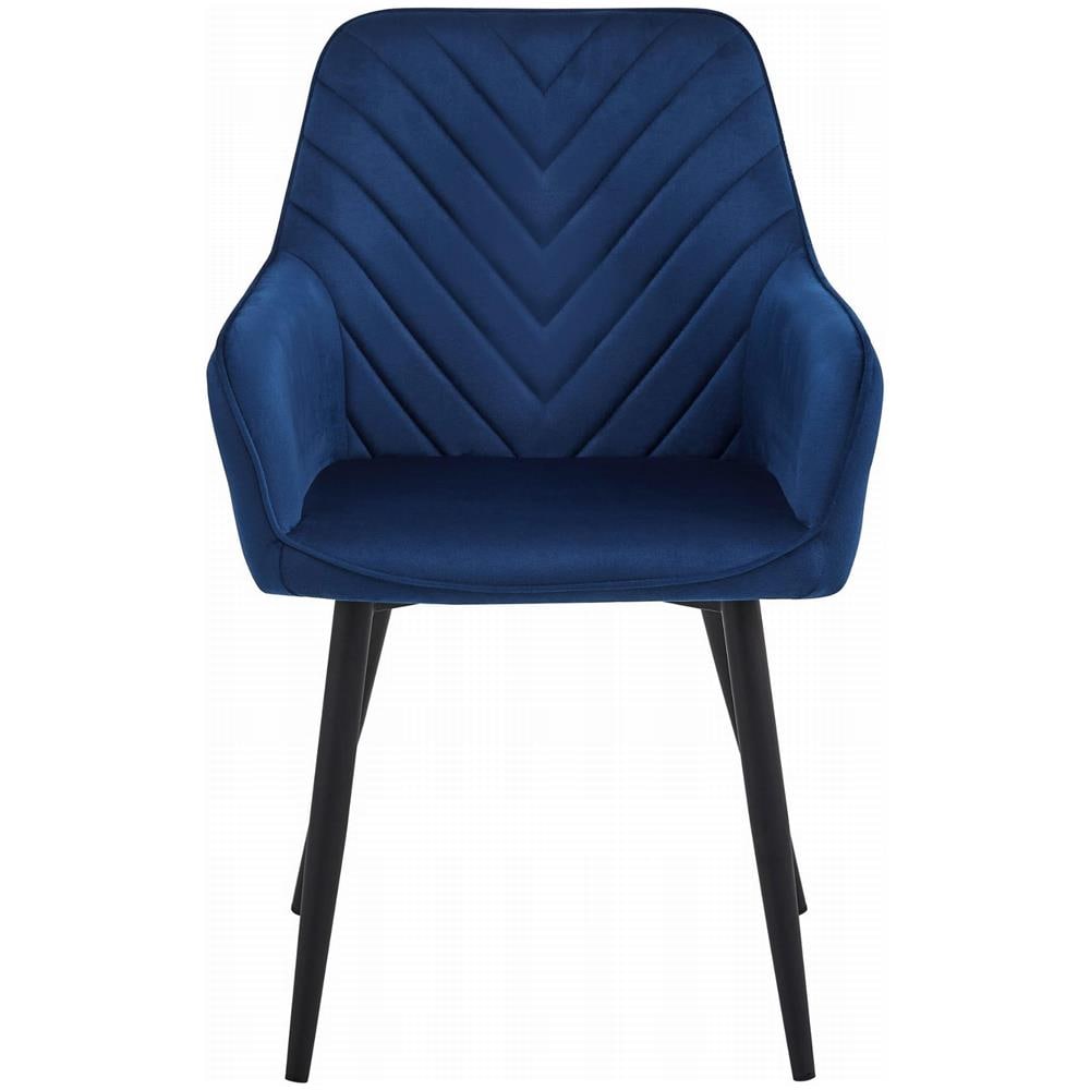 Sedia da pranzo WAAV - Velluto blu navy con gambe nere x 1 - Foto 2