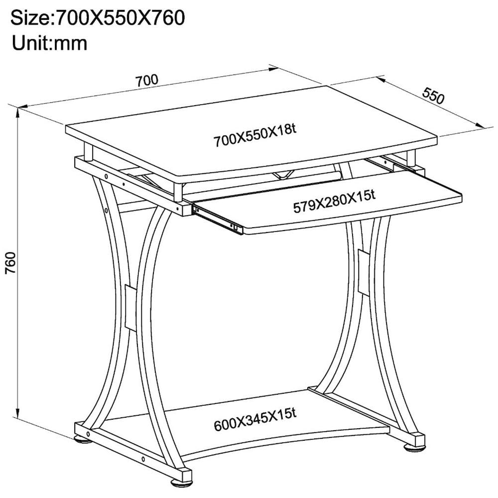 ICA-TB 328BK - Scrivania per PC Compatta con Cassetto Estraibile, Nero Grafite - Foto 4
