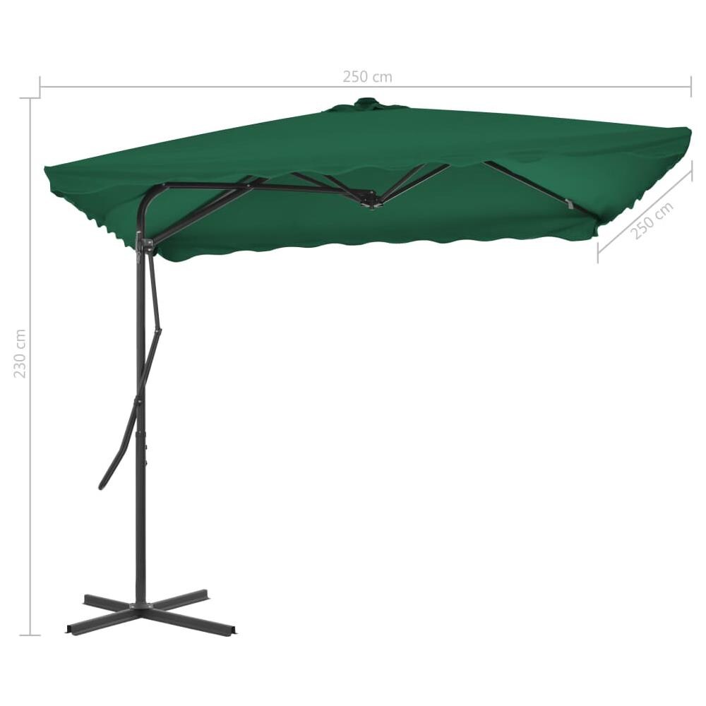 Ombrellone Da Esterni Con Palo In Acciaio 250x250 Cm Verde - Foto 6