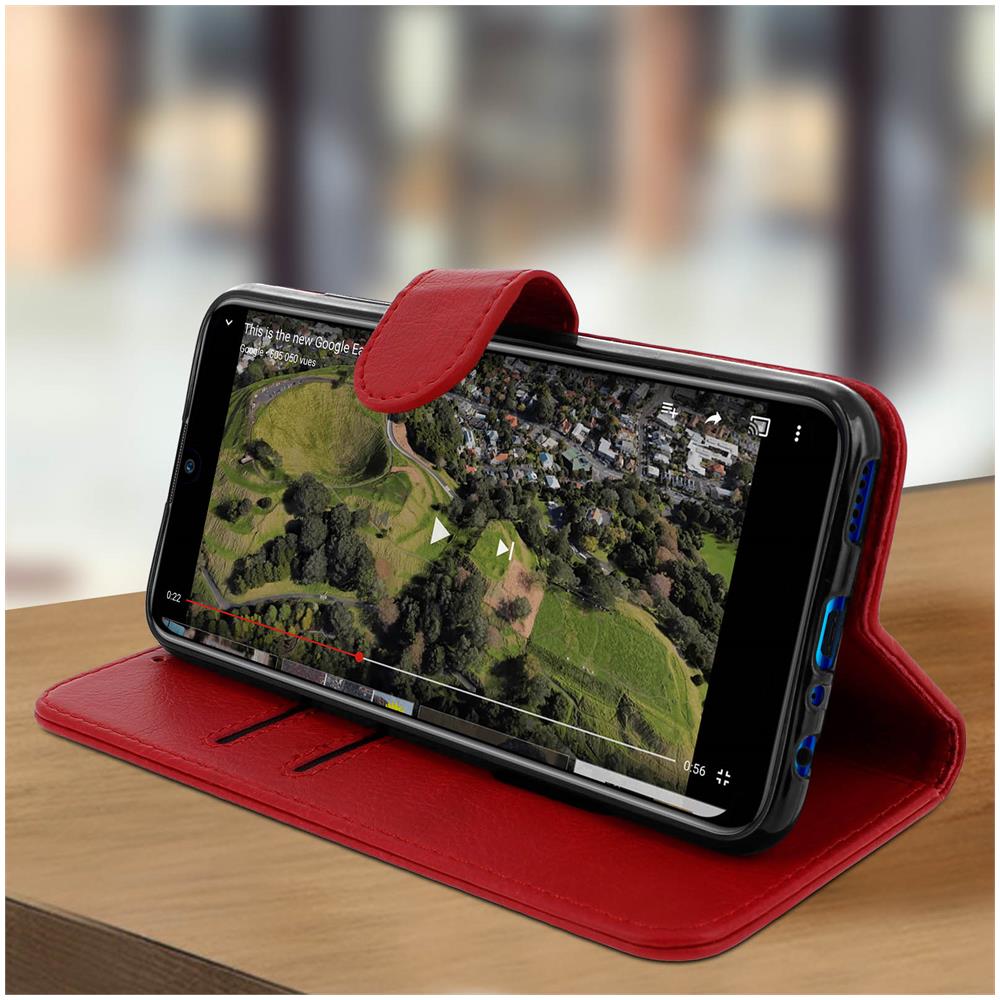 Custodia Huawei P Smart 2019 Portacarte Funzione Supporto Cover Silicone - Rosso - Foto 2