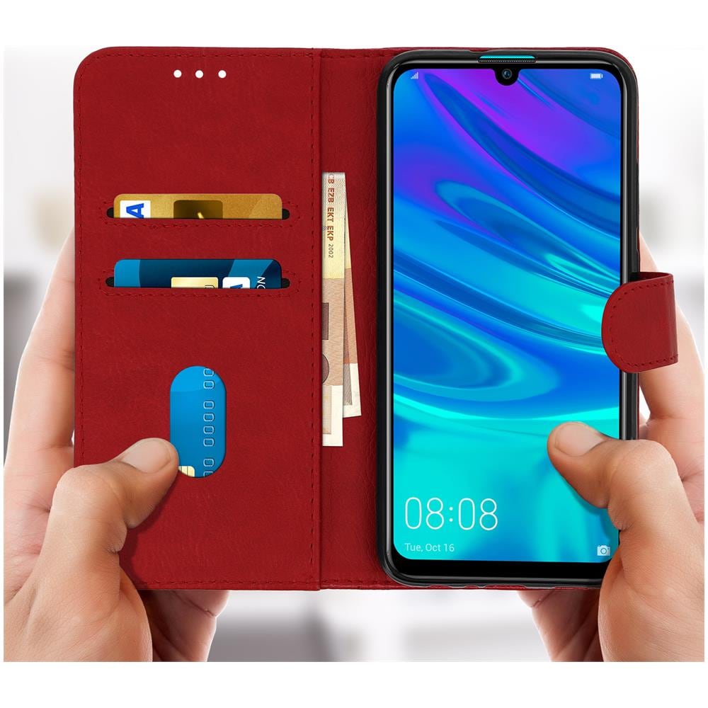 Custodia Huawei P Smart 2019 Portacarte Funzione Supporto Cover Silicone - Rosso - Foto 1