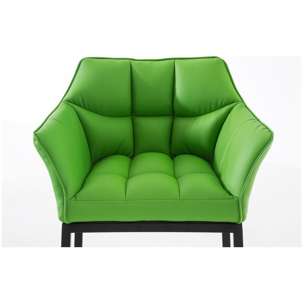 Sgabello Alto Bar DAMASO in Similpelle - Sedia Sgabello con Braccioli e Schienale Imbottiti e Poggiapiedi l Sgabello Fisso Bar Cucina Pub in Acciaio - H 83 cm Verde Nero - Foto 5