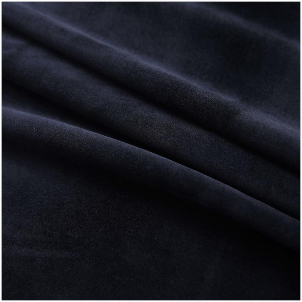 Tende Oscuranti Con Anelli 2 Pz Nere In Velluto 140x245 Cm - Foto 4