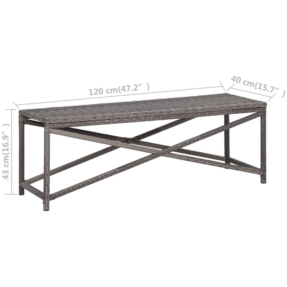 Panchina da Giardino 120 cm in Polyrattan Grigio - Foto 9