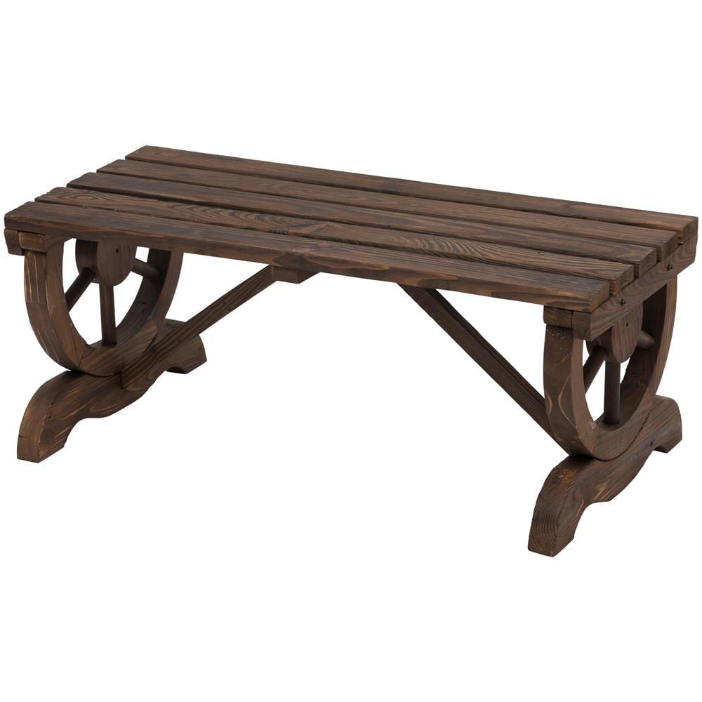 Panca Giardino 2 Posti Outsunny - Legno Naturale, 115x50x45 Cm