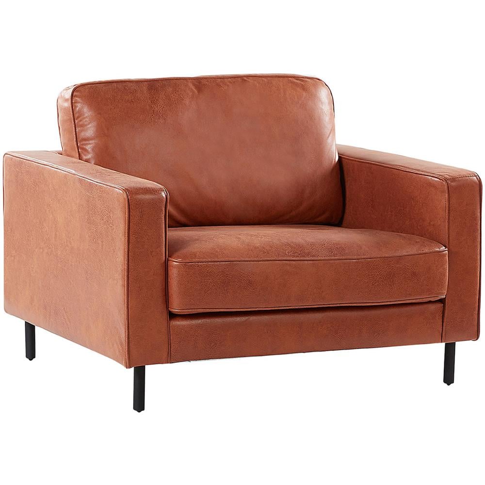 Poltrona In Similpelle Marrone Dorato Savalen - Foto 1