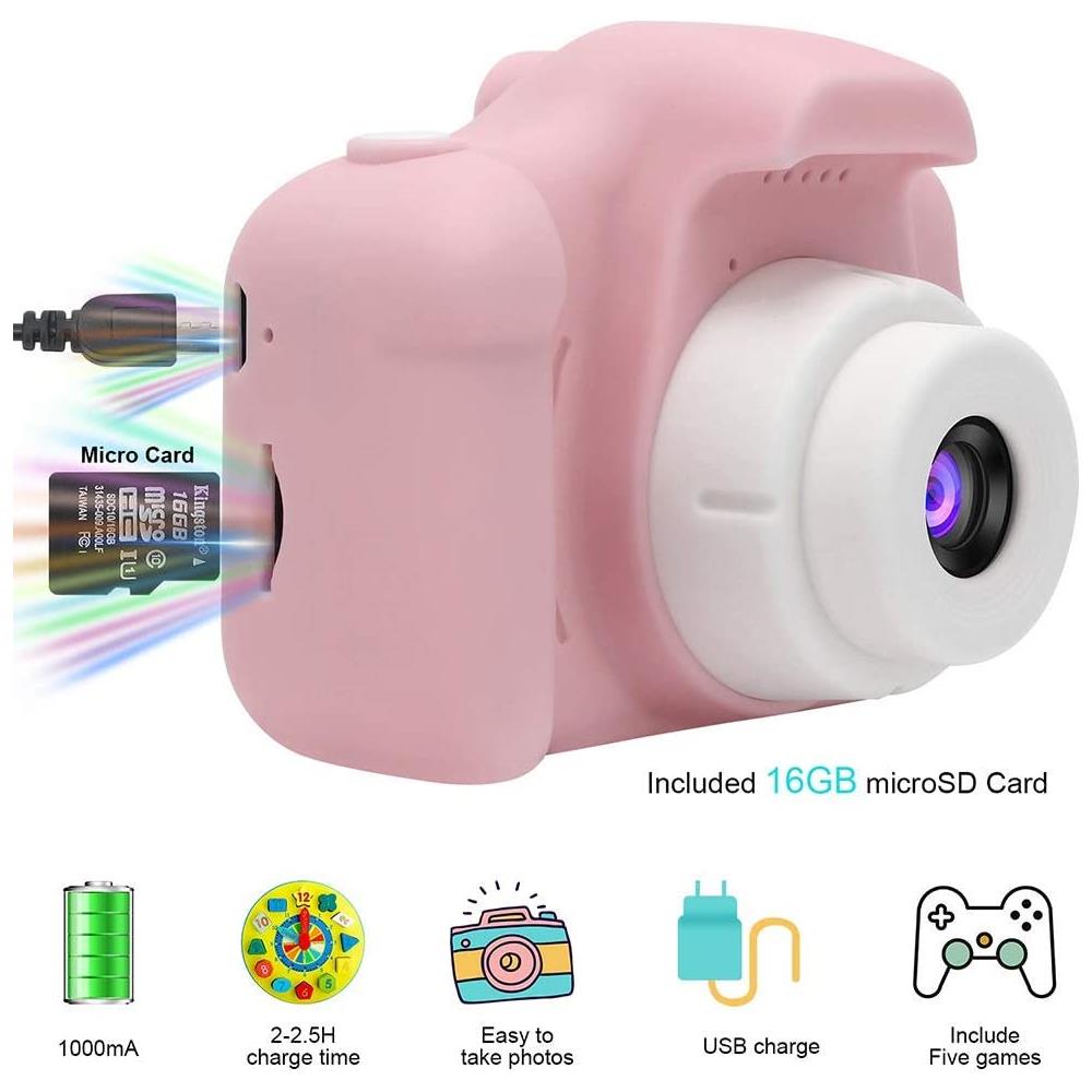 Macchina Fotografica per ragazzi e ragazze videocamere digitali per bambini con 32 GB scheda fotocamera giocattolo HD 1080P per bambini LANXUN Regali di Natale di compleanno per 3 4 5 6 7 8 anni