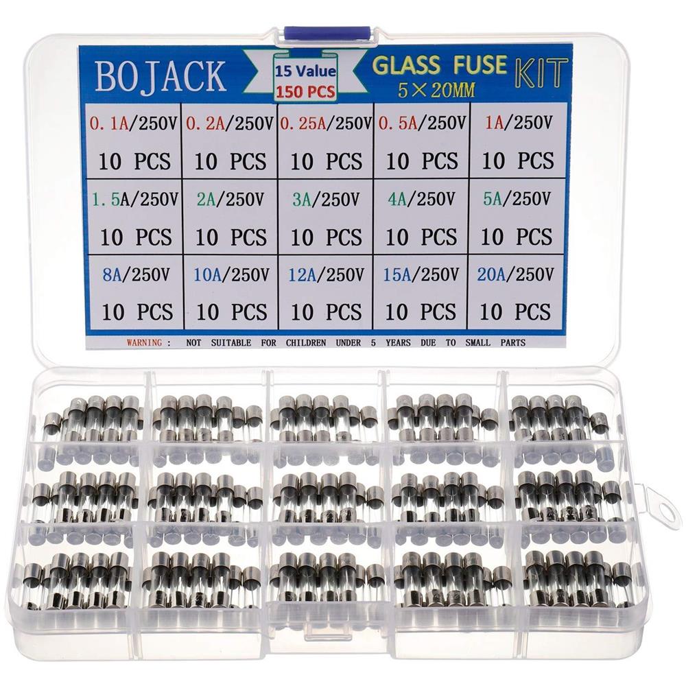 15 Valori 150pcs Azione Veloce Vetro Fusibili Assortimento Kit 5x20 250v 025 01 02 05 15 1 2 3 4 5 8 10 12 15 20a Packag In Una Scatola Di Plastica Trasparente - Foto 1