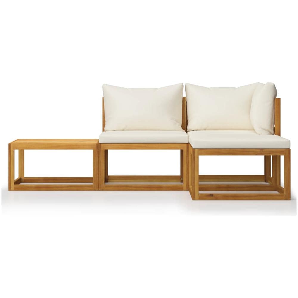 Set Divani da Giardino 4 pz con Cuscini Crema in Legno Acacia - Foto 2
