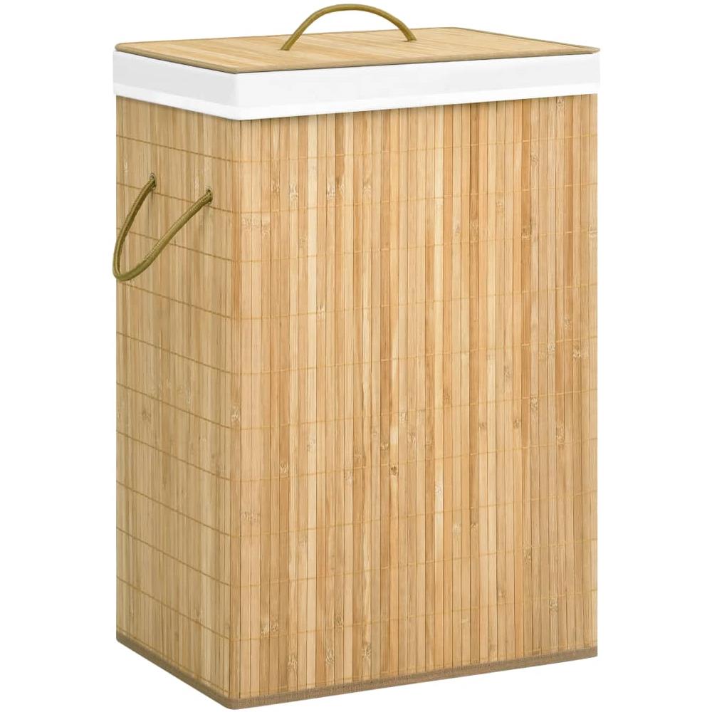 Cesto Portabiancheria in Bambù a 2 Sezioni 72 L - Foto 1