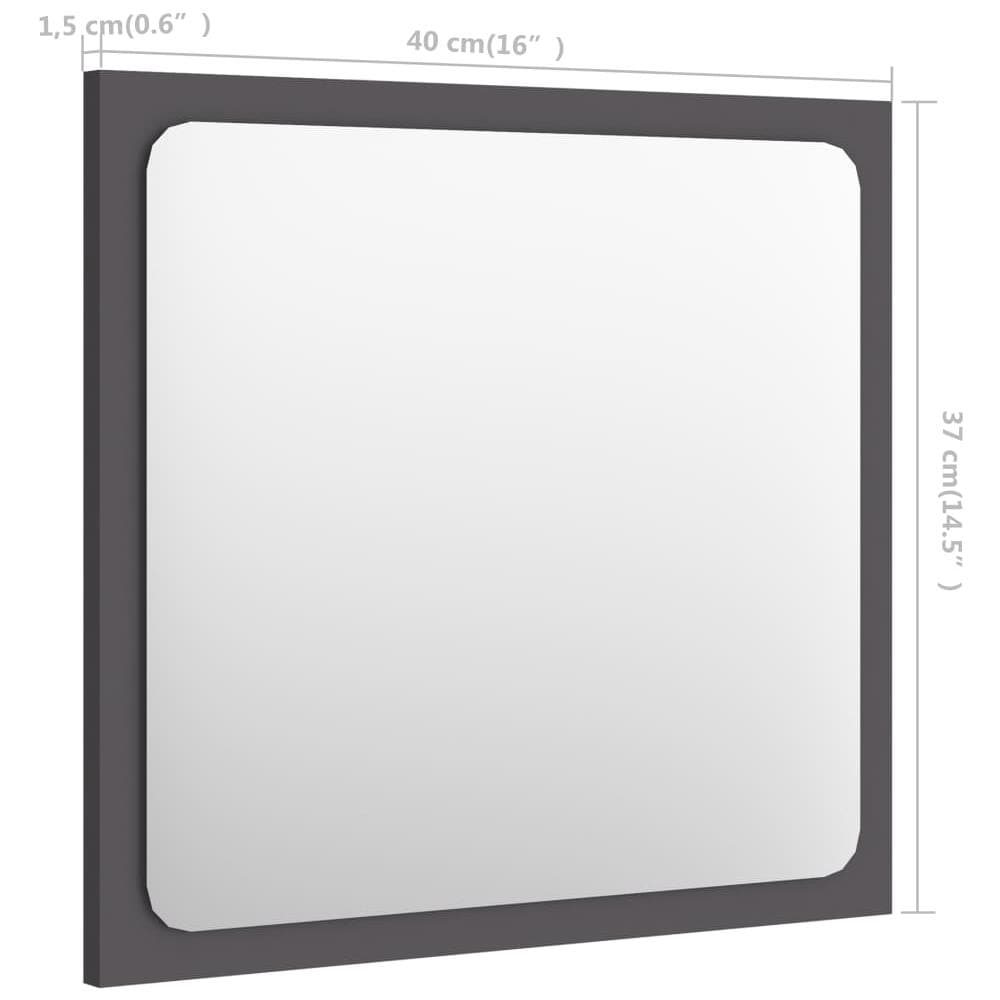 Specchio da Bagno Grigio 40x1,5x37 cm in Legno Multistrato - Foto 7