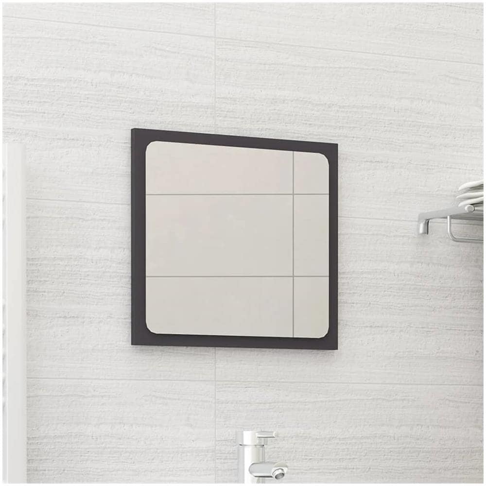 Specchio da Bagno Grigio 40x1,5x37 cm in Legno Multistrato - Foto 1
