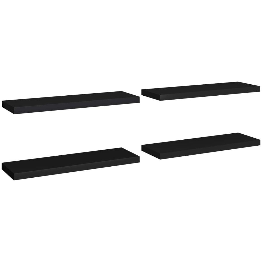 Scaffali A Parete 4 Pz Neri 80x23,5x3,8 Cm In Mdf - Foto 2