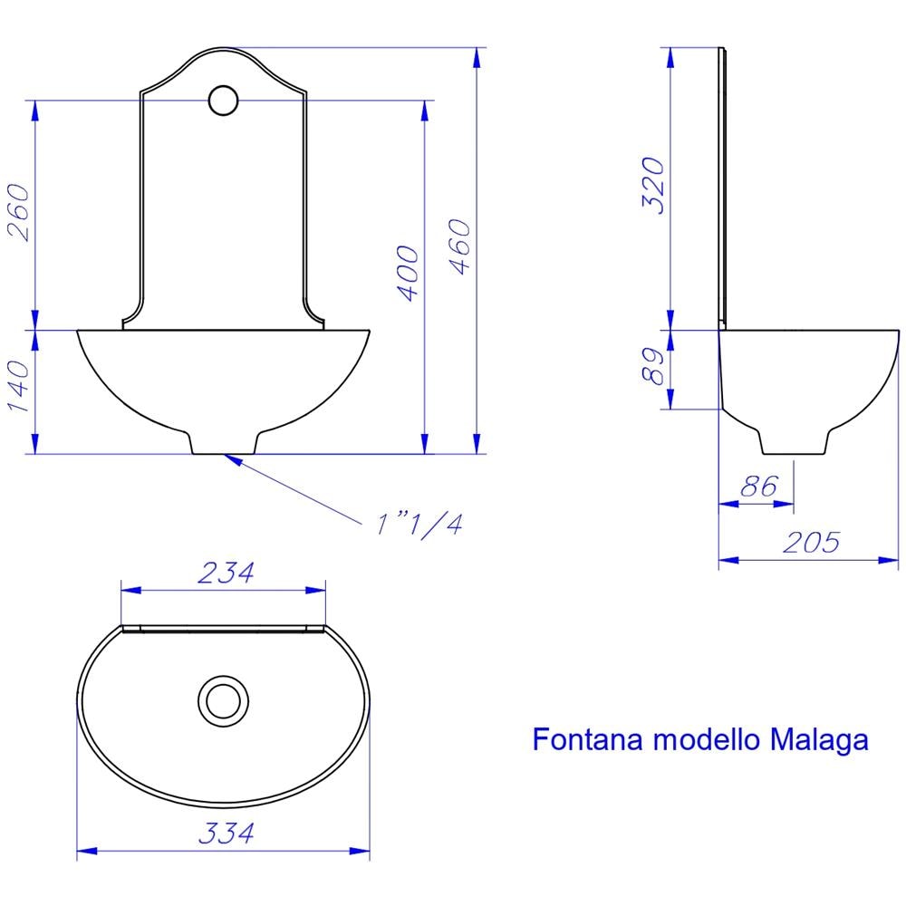 Fontana A Muro Mod. malaga Senza Rubinetto Per Casa Giardino Terrazzo Lavabo Lavello Esterno - Foto 3