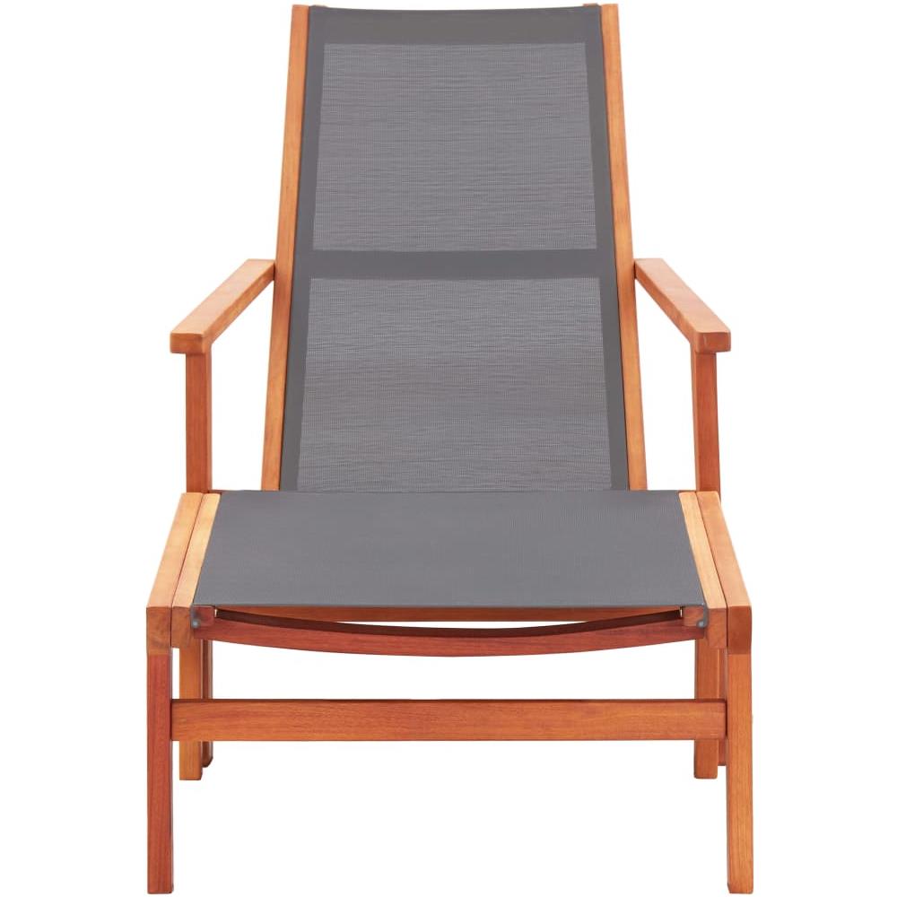 Sedia da Giardino con Pouf Grigia Eucalipto e Textilene - Foto 2