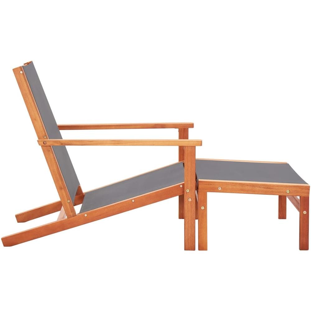 Sedia da Giardino con Pouf Grigia Eucalipto e Textilene - Foto 3