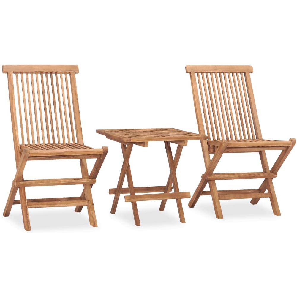 Set da Pranzo Giardino Pieghevole 3 pz Cuscino Massello di Teak - Foto 3