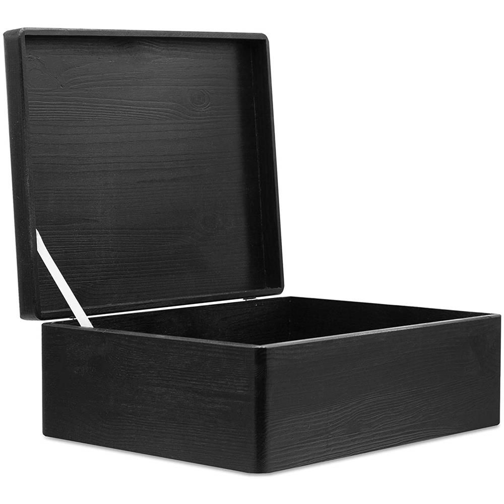 Xl Grande Nero Scatola Di Legno Con Coperchio | L40 X P30 X H14 Cm (+ / - 1) | Conteniore Portaoggetti Portagiochi Cofanetto | Perfetta Per Decoupage Documenti Giocattoli Attrezzi - Foto 1