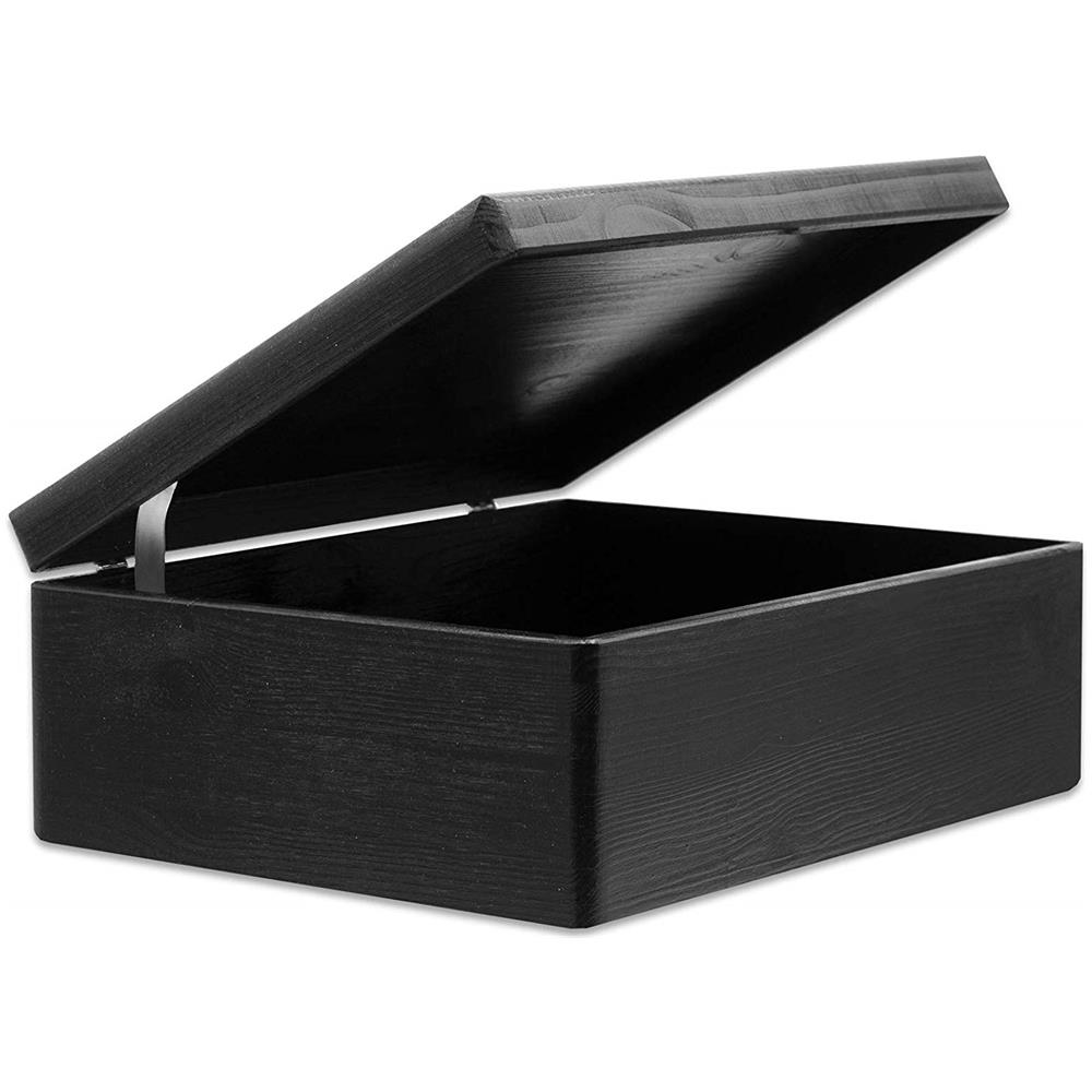 Xl Grande Nero Scatola Di Legno Con Coperchio | L40 X P30 X H14 Cm (+ / - 1) | Conteniore Portaoggetti Portagiochi Cofanetto | Perfetta Per Decoupage Documenti Giocattoli Attrezzi - Foto 2