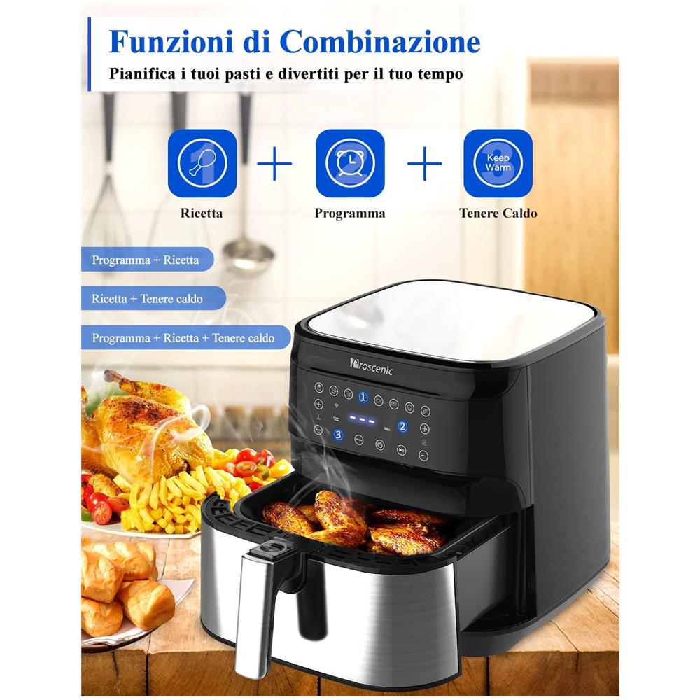 Friggitrice ad Aria 6924843202466 Capacità 5.5 Litri 1700 Watt Colore Nero - Foto 2