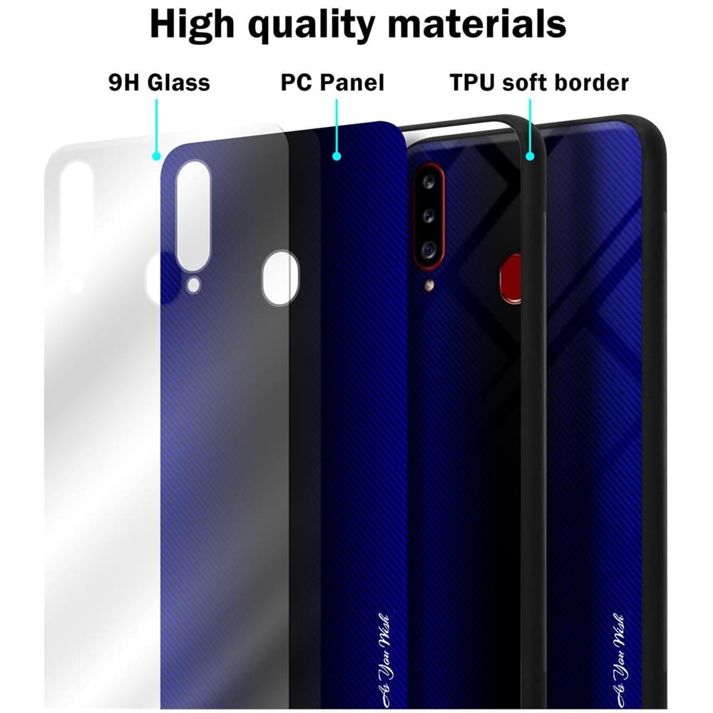 Custodia Compatibile Con Samsung Galaxy A20s - Ottica A Strisce In Cobalto Viola - Coperchio Protettivo In Vetro Temperato E Silicone Tpu - Foto 7