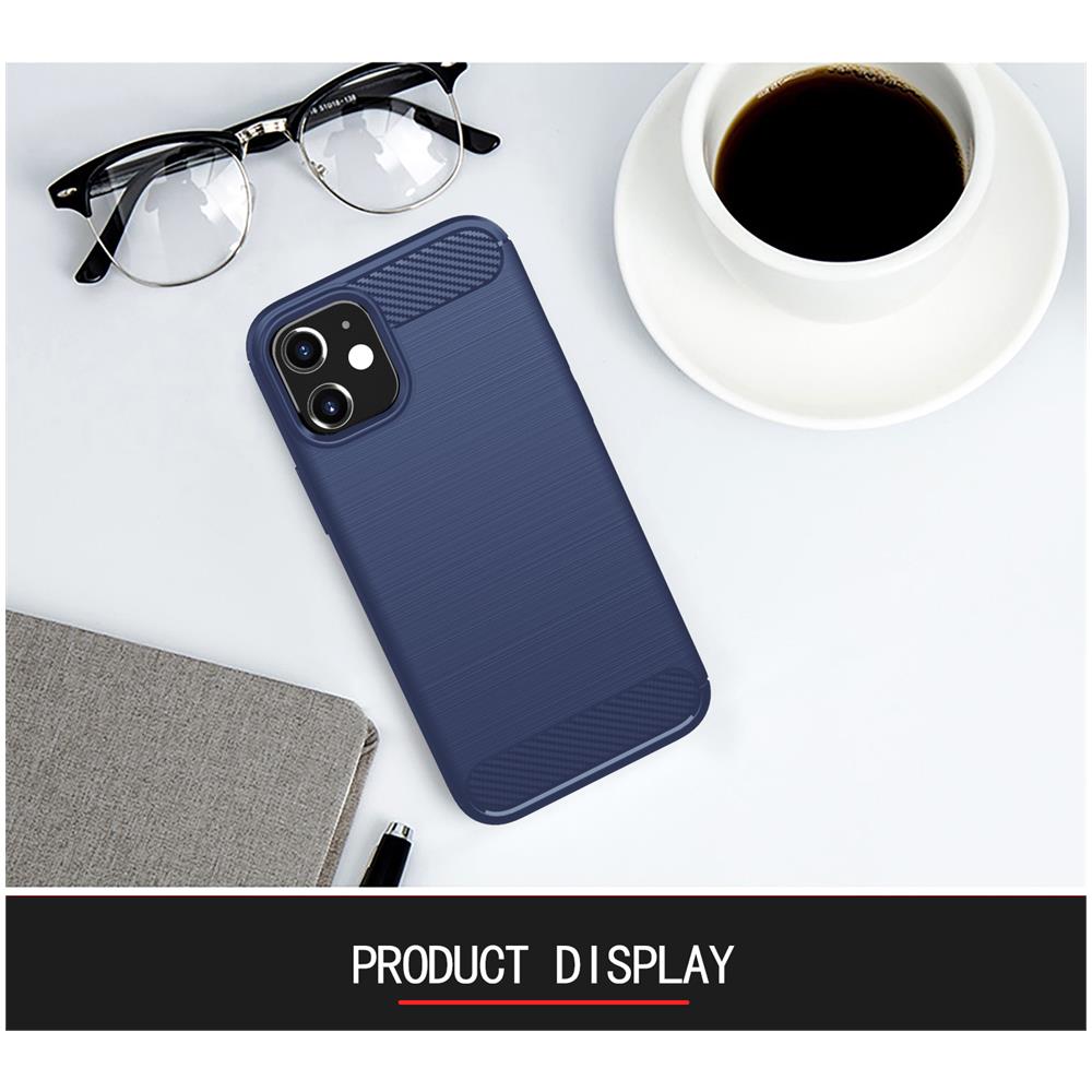 Custodia Compatibile Con Apple Iphone 12 Mini In Brushed Blu - Coperchio Protettivo In Silicone Tpu Flessibile In Look Acciaio Inossidabile-fibra Di Carbonio - Foto 7