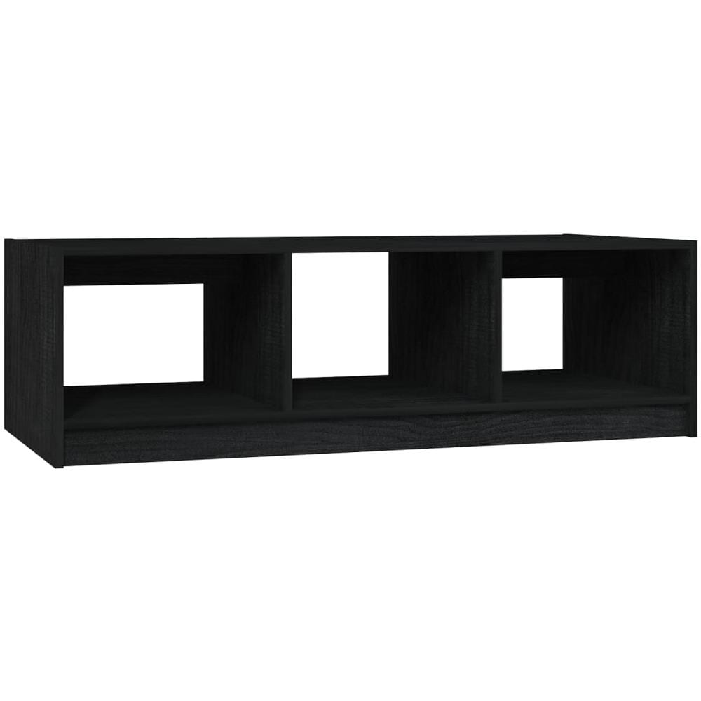 Tavolino Da Salotto Nero 110x50x34 Cm Legno Massello Di Pino - Foto 2