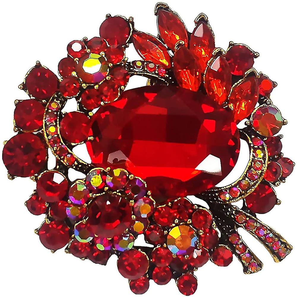 2 Spille A Fiore Rosa E Rossa Per Donna: Con Perle E Cristalli, Eleganti Accessori Moda Per Abiti, Cappelli E Borse - 4