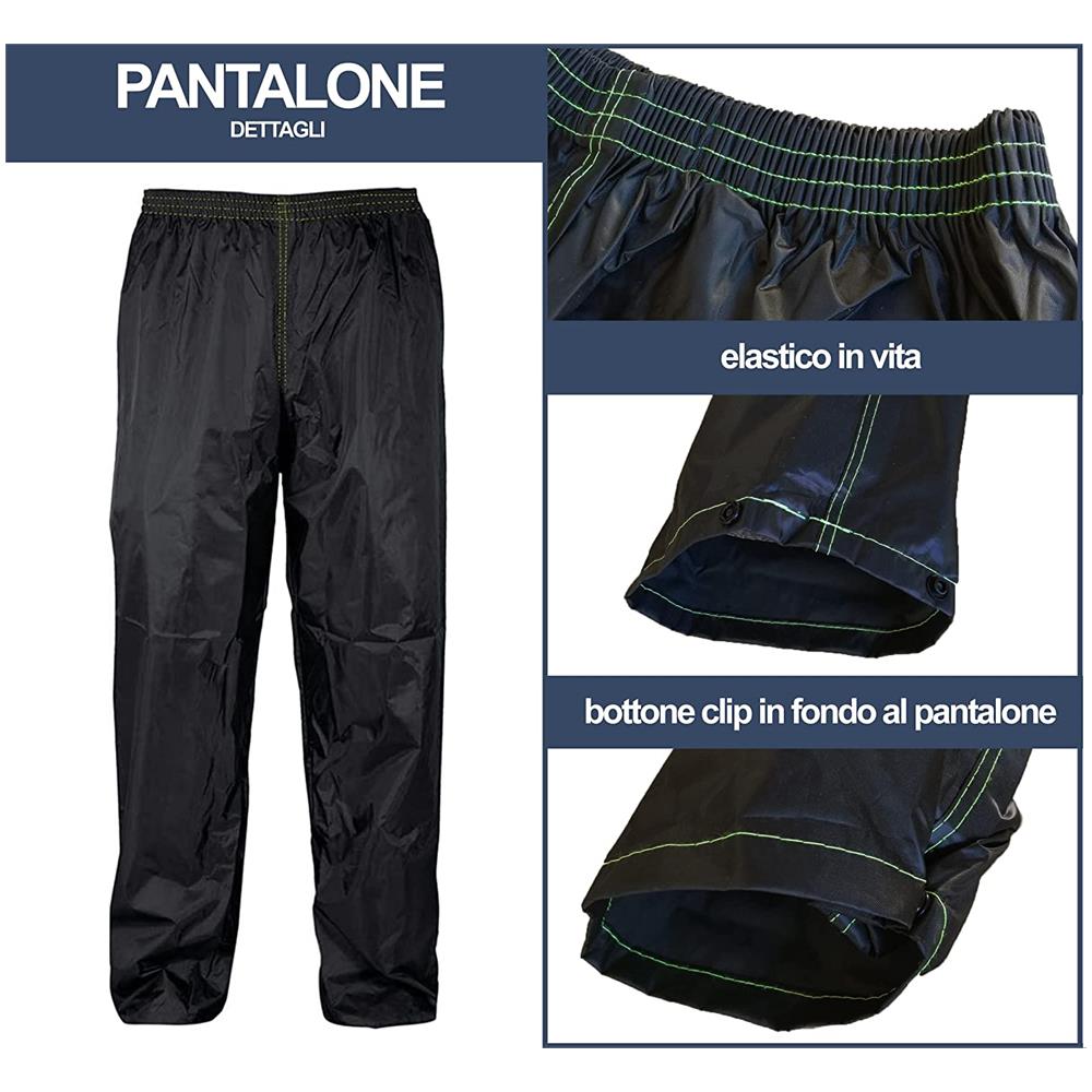 Tuta Moto Impermeabile Antipioggia Antivento Con Borsa Nero Completo Giacca E Pantalone Tg: Xxl 56/58 - Foto 2